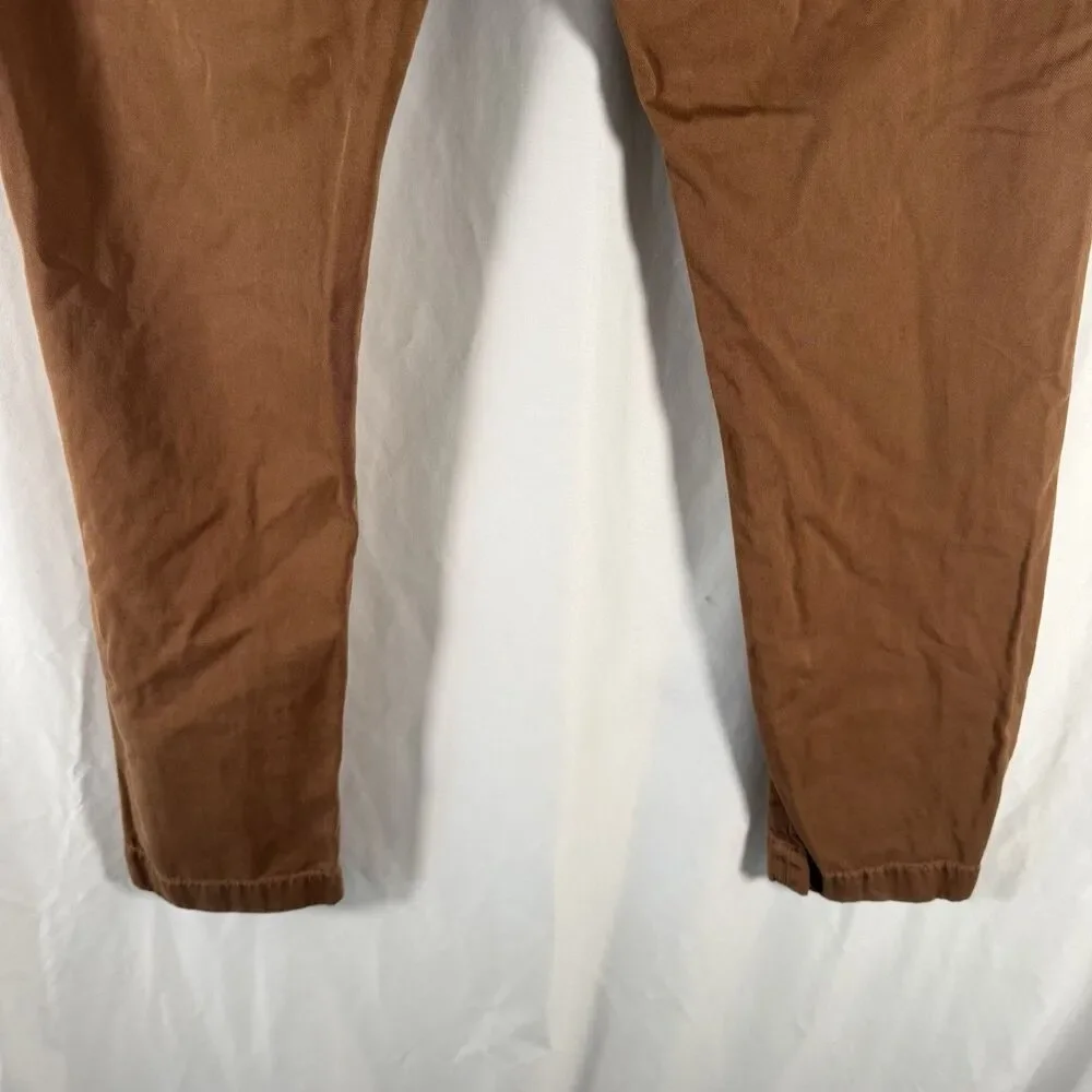 J. Crew Sun Faded Pants Men's 36x32 Brown Flat Front Chino Slash Pockets